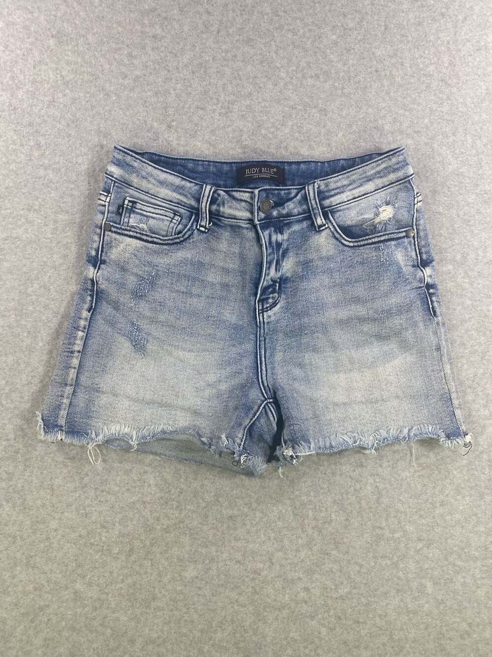 Judy Blue Los Angeles Distressed Raw Hem Denim Shorts Style JB150018 MD Size M